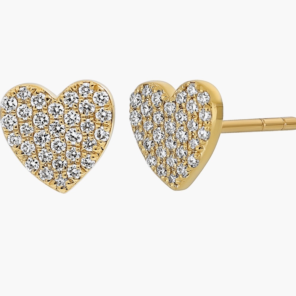 *NEW* 18KT GOLD BONY LEVY Diamond/GoldHeart Stud Earring
